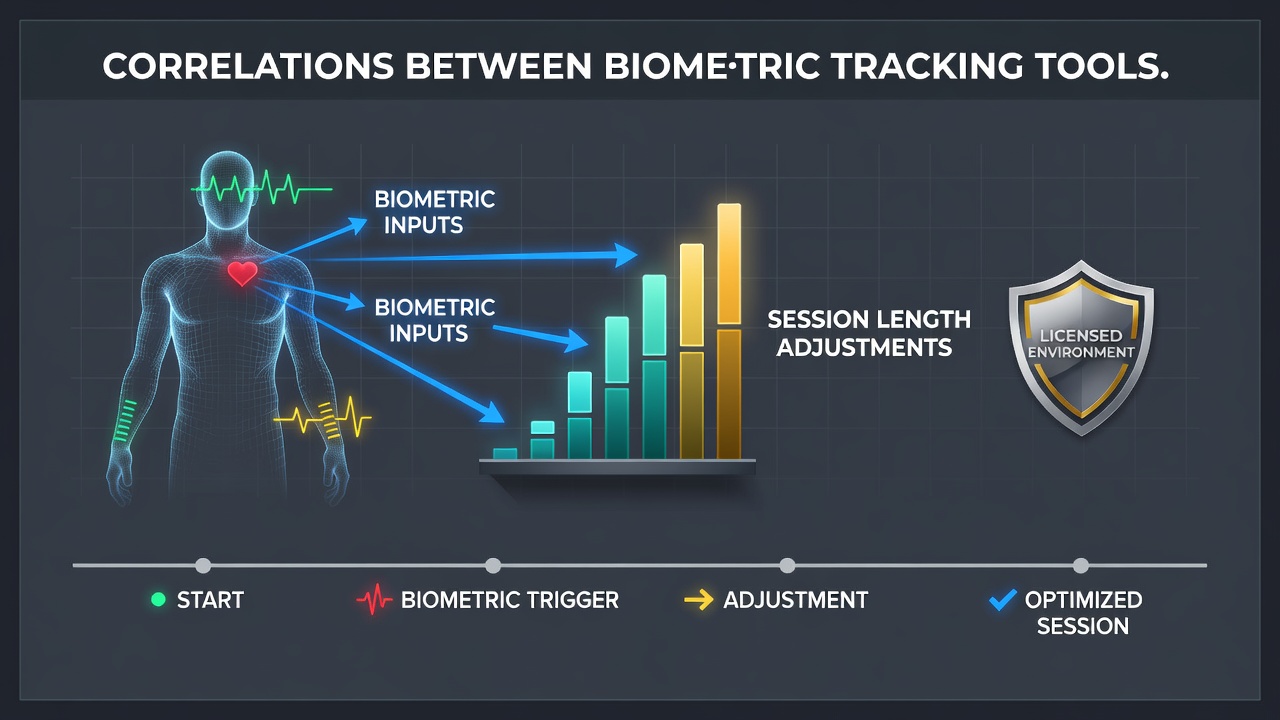 Biometric sensors integrated into gaming interfaces showing heart rate and eye tracking data overlays on digital casino platforms