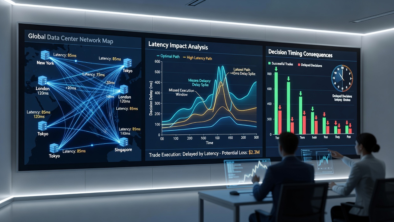 Screenshot of network monitoring dashboard displaying latency spikes during a live roulette session across time zones