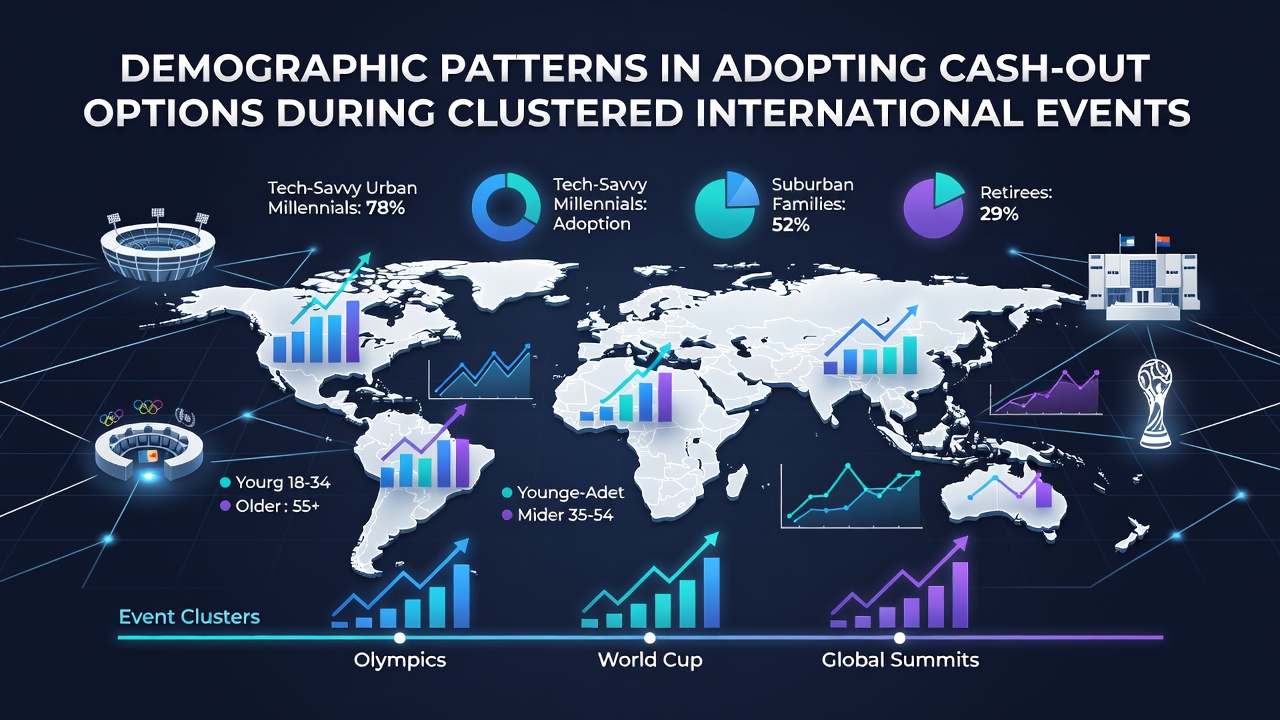Chart showing age and regional breakdowns in cash-out usage during overlapping international sports events