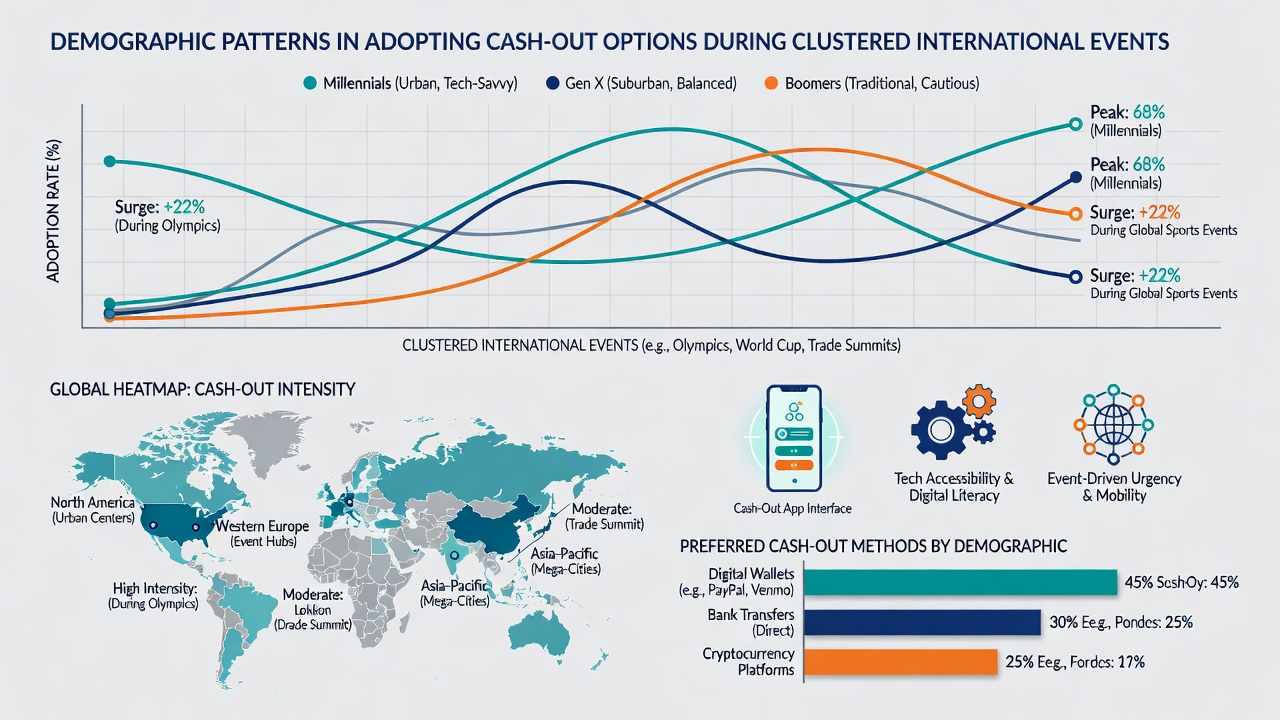 Infographic illustrating gender and income distribution in cash-out decisions during multi-event periods