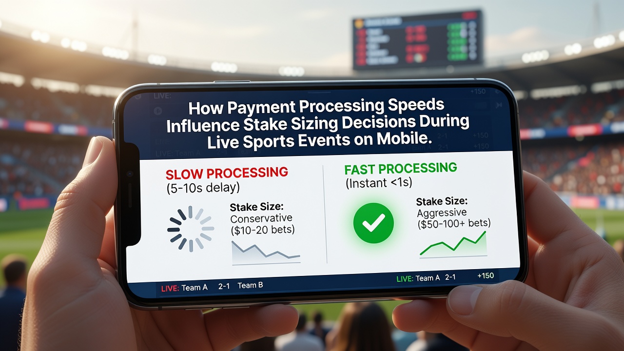 Graph illustrating stake adjustment frequency correlated with payment processing times in live mobile betting