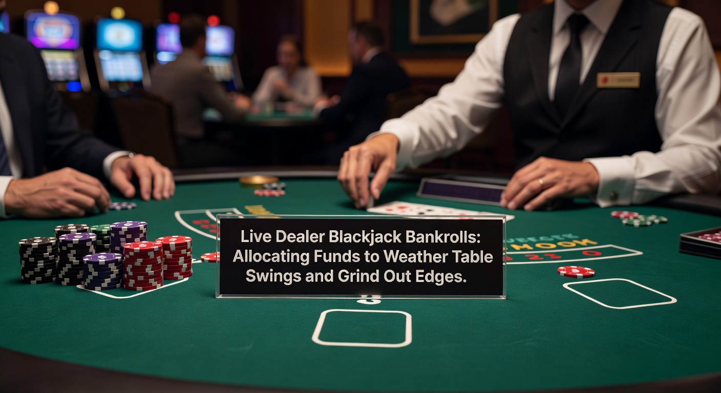 Chart illustrating bankroll allocation pyramids for blackjack, showing session funds layered atop total reserves with variance curves overlaid for live dealer scenarios