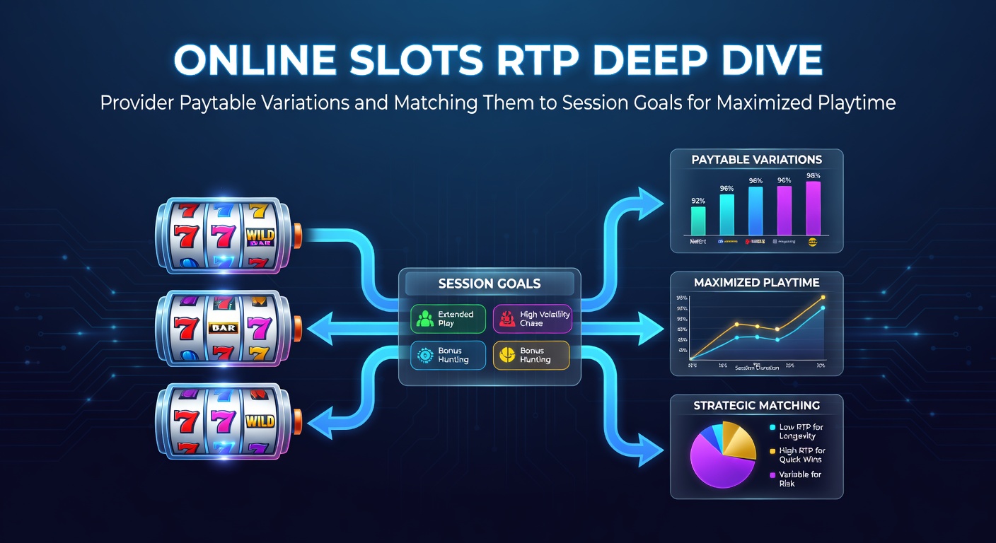 Colorful slot machine paytable displaying symbol payouts and RTP percentages from various providers, highlighting differences in low and high-value combinations