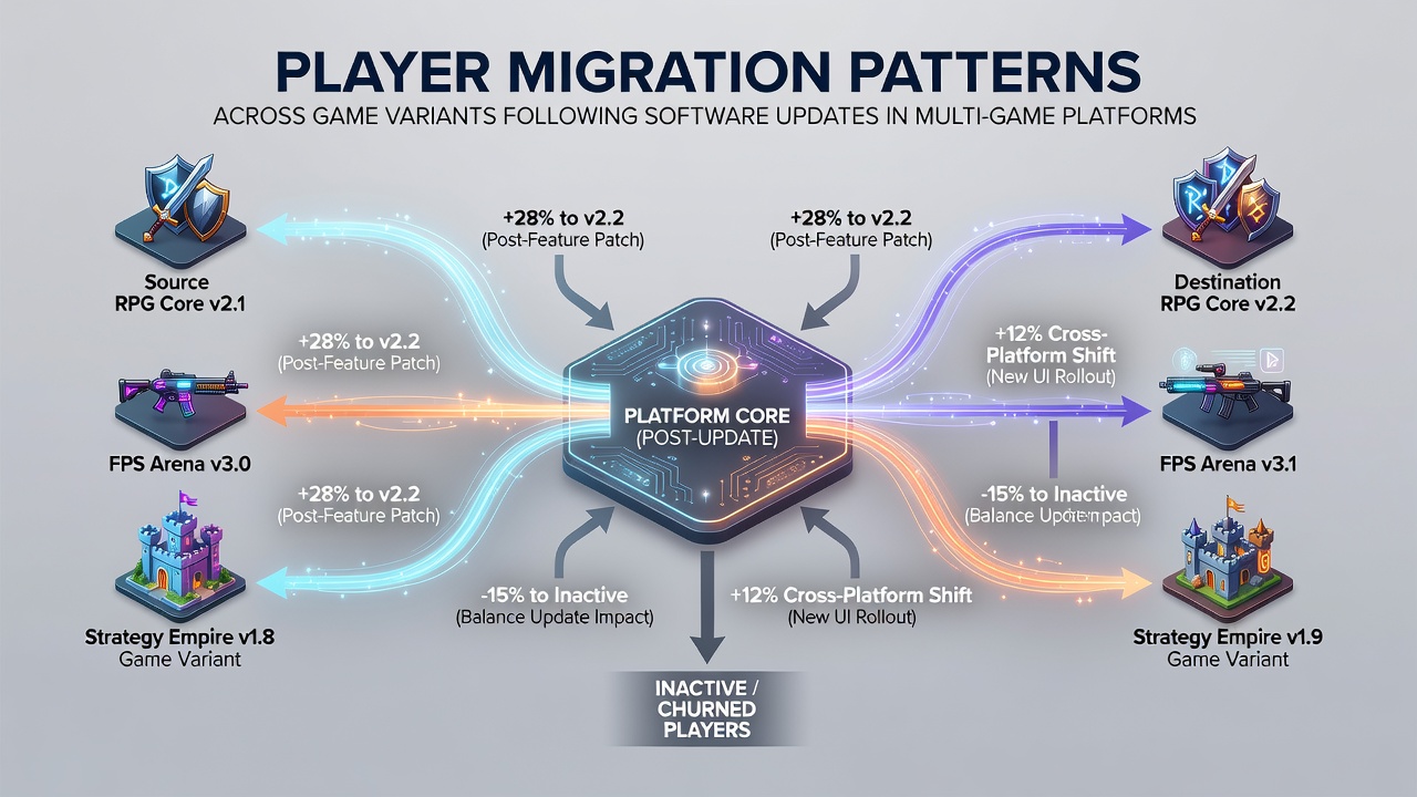 Analysis of player transitions between slots, table games and poker after software changes