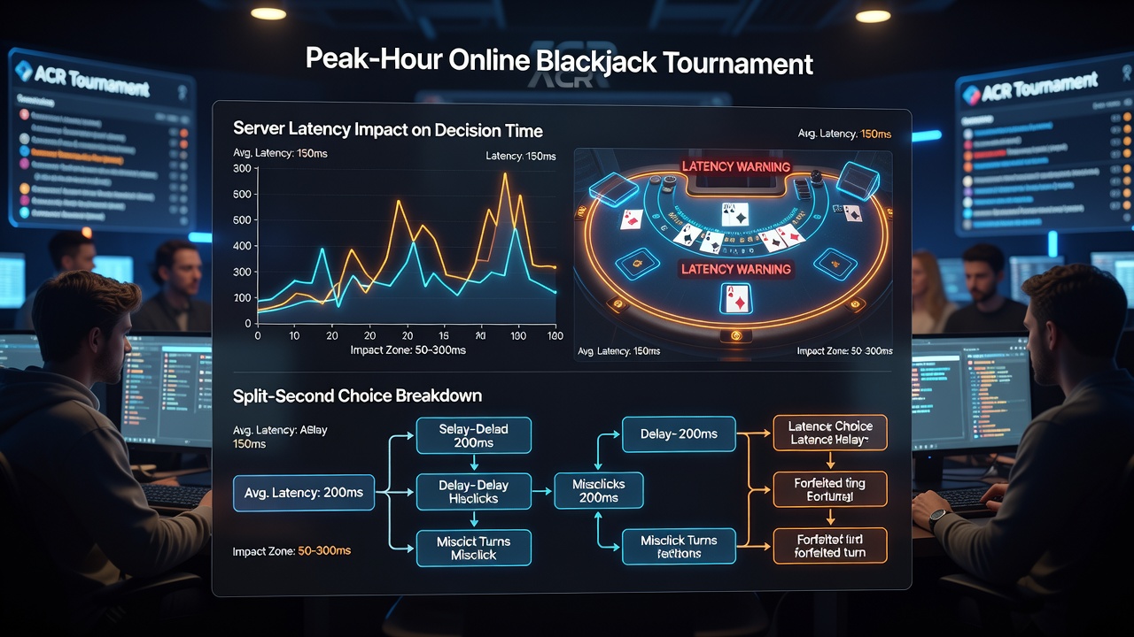 Multi-region server map highlighting latency hotspots during peak online blackjack tournament hours